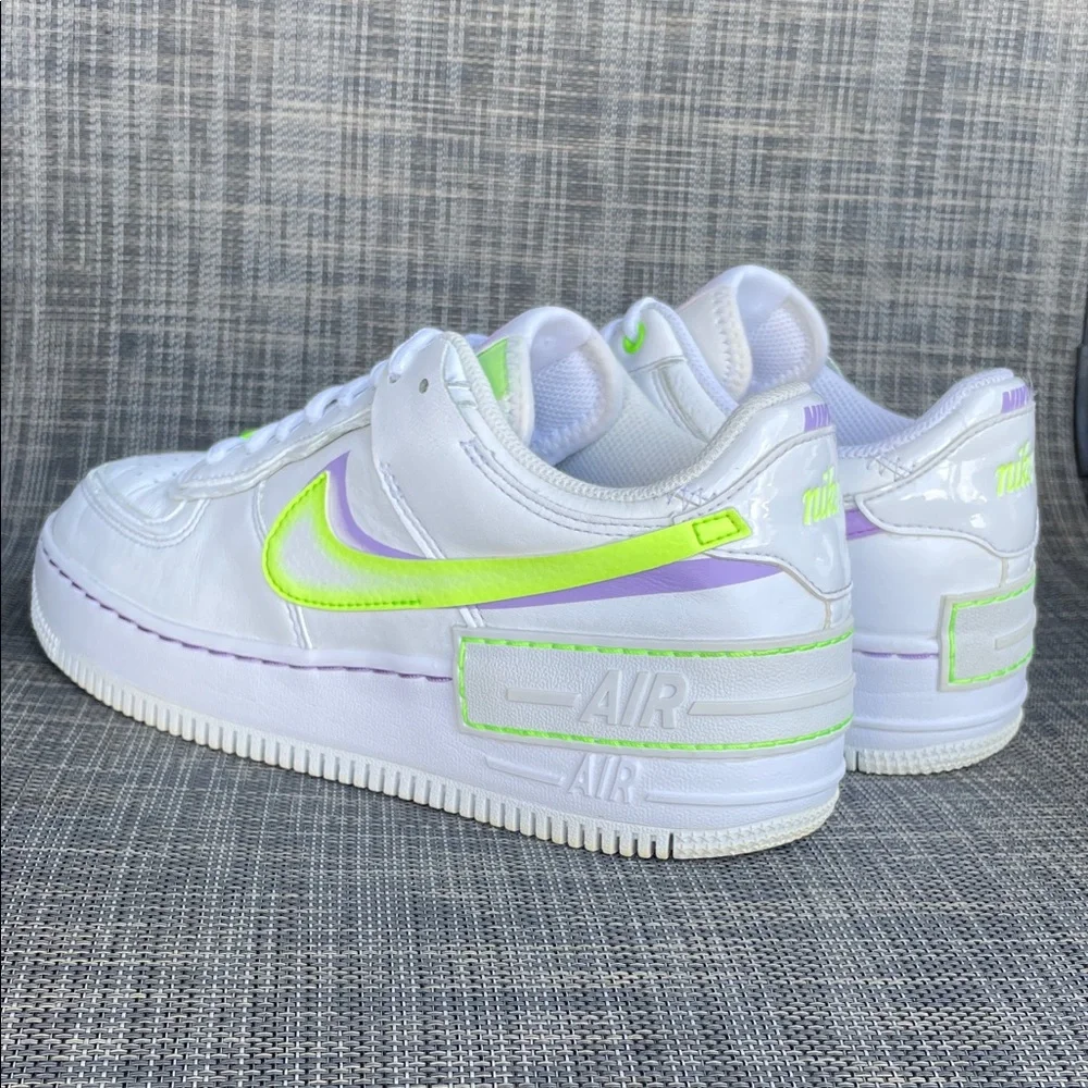 Nike Women's Air Force 1 Shadow 'White Electric Green' Sneakers Shoes size 8 - Picture 6 of 13